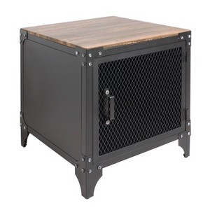 Amargosa Storage Metal Side Table Black/Dark Walnut - HOMES: Inside + Out: Industrial Loft-Inspired, Rivet Detail, Display Cabinet - 1 of 4
