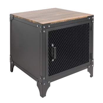 Amargosa Storage Metal Side Table Black/Dark Walnut - HOMES: Inside + Out