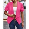 Womens Ruched Sleeve Blazer Jackets Open Front Short Sleeve Notched Blazer for Business Office Blazer for Work Summer Formal Suits - 3 of 4