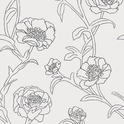 Black and White Floral Peel and Stick Wallpaper Roll