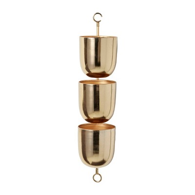 Gold Metal 3-Tier Indoor/Outdoor Hanging Wall Planter