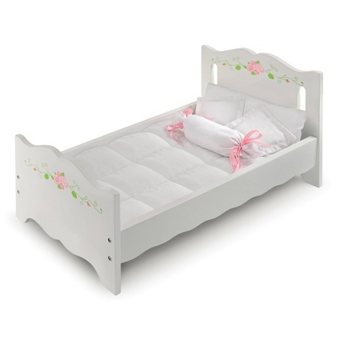 Badger Basket Doll Bed With Bedding And Free Personalization Kit White Rose Target