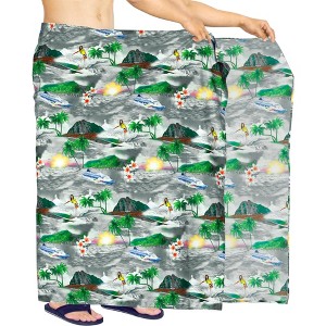 HAPPY BAY Men's Beachwear Wraps Swim Bath Trunk Swimsuit Regular Surfing Swimwear Summer Sarong Long Pareo Beach Wrap One Size Gray, Tree - 1 of 4