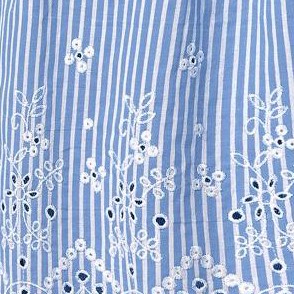 french blue stripe eyelet embroidery
