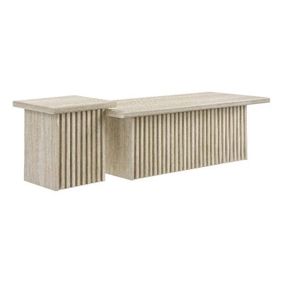 Modway Render Nesting Faux Travertine Coffee Tables Set of 2