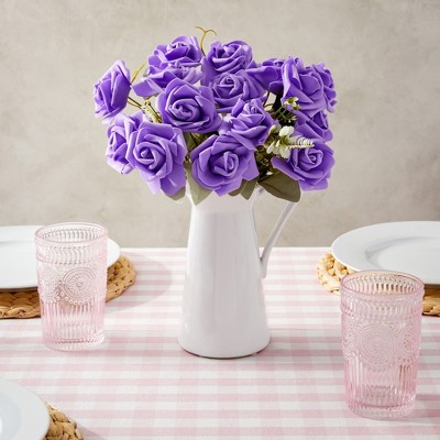 Lavender Silk Foam Roses Arrangement for Outdoor Decor, 100 Pack