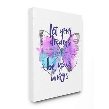 Stupell Industries Dreams Quote Purple Blue Butterfly Inspirational Sketch