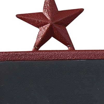 Red Cast Iron Chalkboard Stocking Hanger with Star