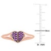 EVERLY JEWELRY | Rose Silver 1/5ct TGW Amethyst Heart Ring - 3 of 4