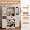 White Kitchen Storage Cabinet, with a Drawer, Adjustable Shelves, Door Shelves, Large Narrow Bathroom Cabinet, Farmhouse Cupboard for Dining Room - 4 of 4