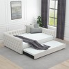 NicBex Full Daybed with Twin Trundle, Velvet Sofa Bed with Tufted Button Back, Upholstered Day Bed with Copper Nail Design - image 3 of 4