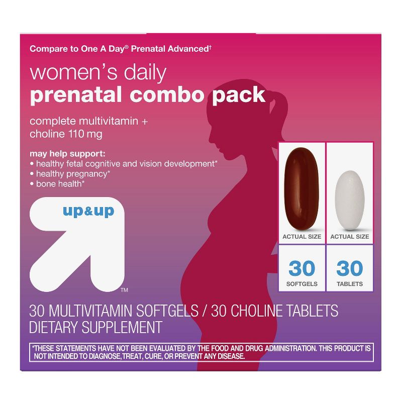 Women&#39;s Daily Prenatal Combo Pack Dietary Supplement Tablets &#38; Softgels - 60ct - up &#38; up&#8482;, 1 of 10