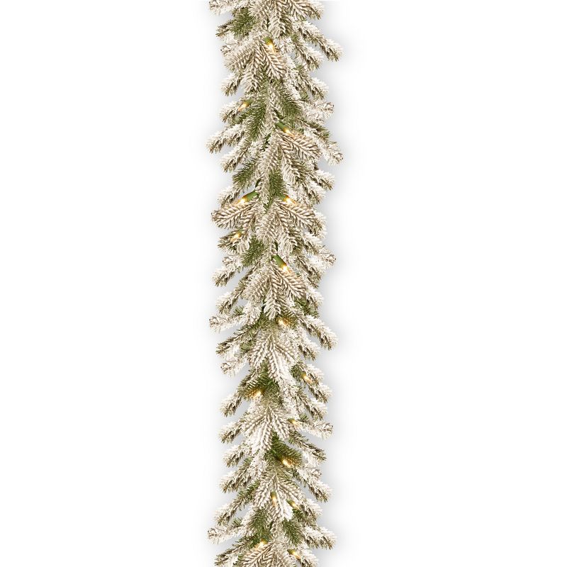 National Tree Company 9 ft. Snowy Sheffield Spruce Garland with Twinkly™ LED Lights, 1 of 5
