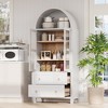 TIRAMISUBEST 71" Arched Kitchen Pantry Cabinet 2 Large Drawers Adjustable Shelves Glass Doors Modern Farmhouse Buffet Dining Storage - 3 of 4