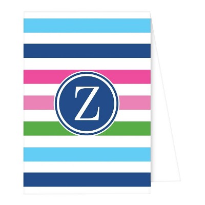 10ct Note Cards - Preppy Stripe Monogram - Z