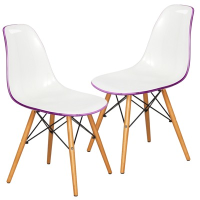 LeisureMod Cresco (Set of 2) Mid-Century Modern Acrylic Dining Chairs with Wooden Dowel Eiffel Legs – Kitchen & Dining Room Chairs