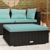 vidaXL Poly Rattan Patio Footrest with Cushion - Weatherproof Outdoor Ottoman with Durable Steel Frame and Plastic Feet - 2 of 4