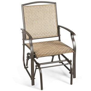 Costway Patio Swing Single Glider Chair Rocking Seating Steel Frame Garden Furni Brown - 1 of 4