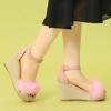 Allegra K Women's Faux Fur Espadrille Platform Heels Wedge Sandals - 2 of 4