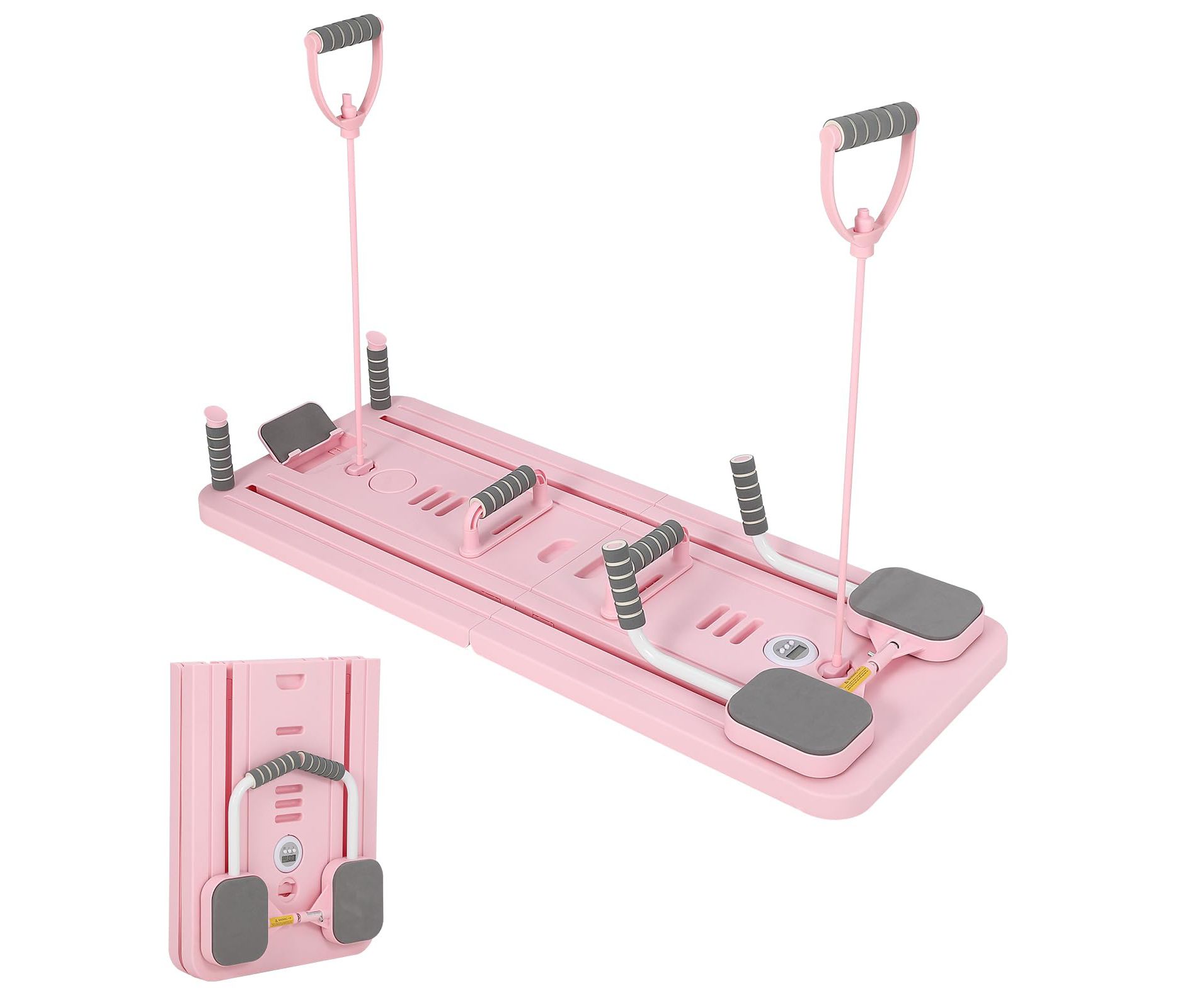 TROPOW Folding Pilates Reformer,Lightweight Pilates Floor Reformer Board Small Foldable at Home Lightweight Pilates Reformer,Pink