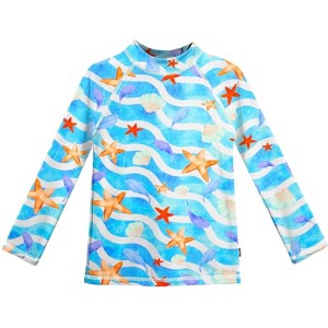 City Threads USA-Made Girls UPF 50+ Printed Long Sleeve Rashguard Tee - 1 of 3
