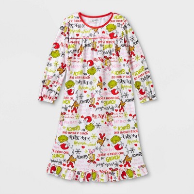 Girls' Dr. Seuss Grinch Granny NightGown - White XS