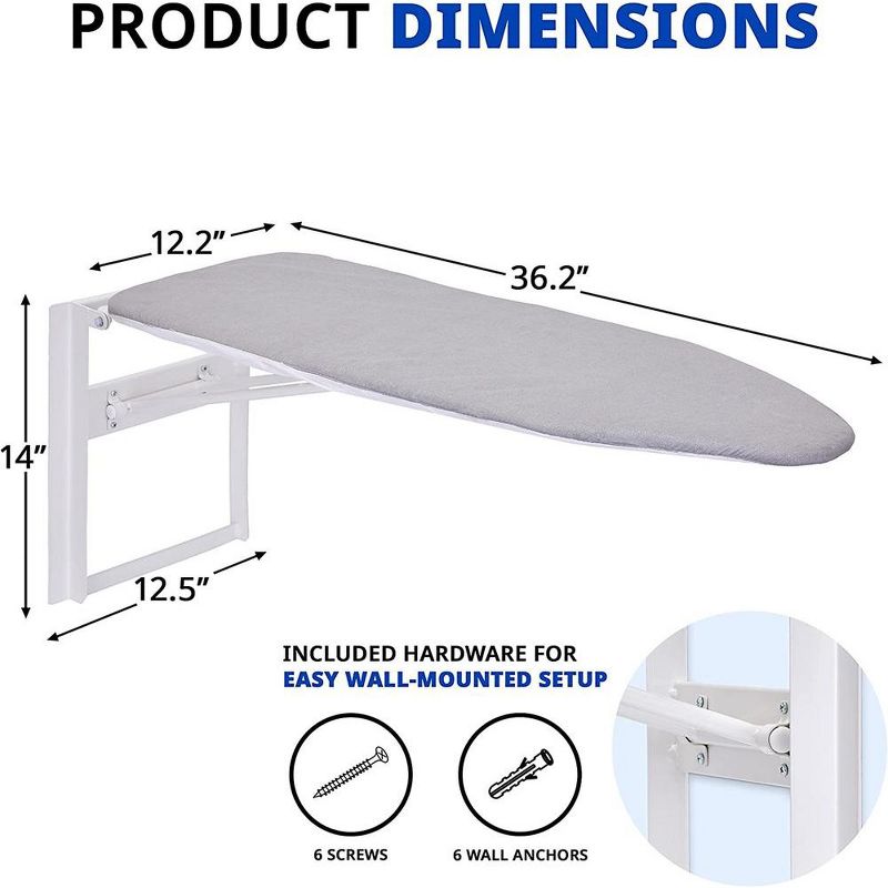 Ivation Foldable Ironing Board, Down Folding Compact Wall-Mount, 4 of 6