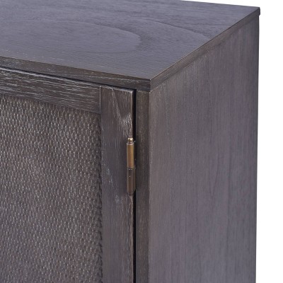 Sophia Antique Black 39'' Rattan Door Cabinet with Adjustable Shelving