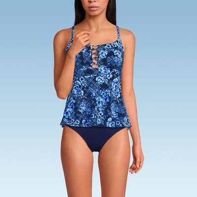 Lands' End Women's Lace-up Flutter Tankini Swimsuit Top