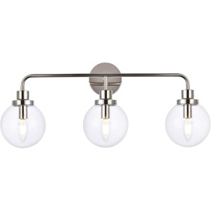 Elegant Lighting Hanson 3 lights bath sconce in polished nickel with clear shade - 1 of 4