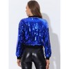 INSPIRE CHIC Women's Party Sequin Sparkle Long Sleeve Cropped Length Zipper Bomber Jacket - 4 of 4