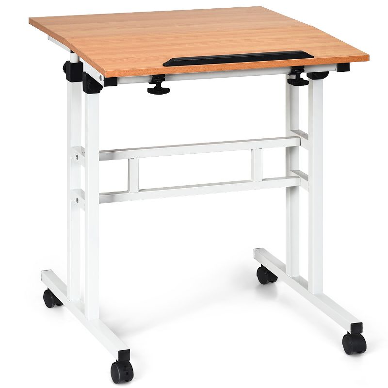 Costway Mobile Standing Desk Height Adjustable Sit Stand Workstation Stand Up Desk 2in1, 1 of 11