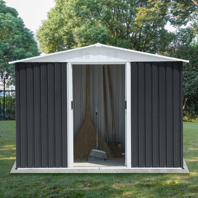 NicBex 6*4ft Outdoor Storage Shed Metal Garden Shed with Single Door and Apex Roof, Weatherproof and Durable, for Garden Tools and Equipment