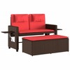 vidaXL Reclining Patio Bench with Cushions Brown Poly Rattan - 2 of 4