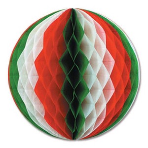 Beistle 12" Tissue Ball Red/White/Green 4/Pack 55901-RWG - 1 of 1