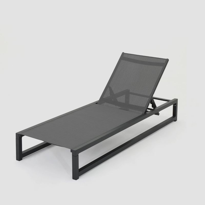 Modesta Aluminum Chaise Lounge - Black/Gray - Christopher Knight Home, 3 of 6