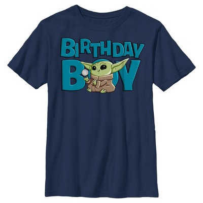 Boy's Star Wars: The Mandalorian Cute Grogu Birthday Boy T-shirt - Navy ...