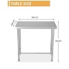 Coucheta Stainless Steel Table 16x24 Inch, NSF Heavy Duty Commercial Prep Table with Open Base, Metal Work Table - 2 of 4