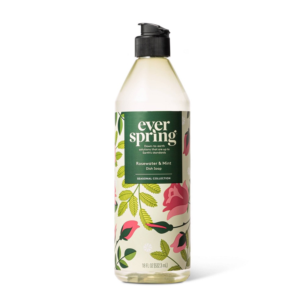 Rosewater & Mint Liquid Dish Soap - 18 fl oz - Everspring