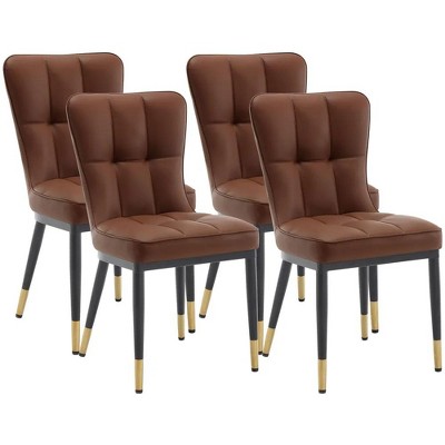 Bekrvio Leather Dining Room Chairs, Set of 4