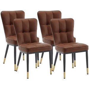 Bekrvio High-Back Faux Leather Dining Chairs Set of 4 - Modern Sturdy, Upholstered with Deep Sponge Seat, Metal Legs for Kitchen/Dining/Living Room - 1 of 4