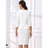 INSPIRE CHIC Women's Tweed Business Button Down 3/4 Sleeve Jacket Pencil Skirt Suit 2-Piece Set - 4 of 4