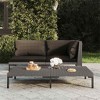 vidaXL Half-Round Poly Rattan Sofa with Cushions - All-Weather Resistant Patio Outdoor Sofa with Powder-Coated Steel Frame - Dark Gray - 2 of 4
