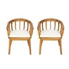 Set of 2 Outdoor Dining Chairs with Arms, Wood Klismos Armchairs for Patio or Garden Seating-Maison Boucle - 2 of 4