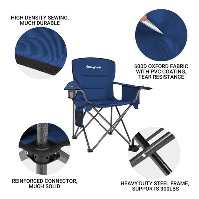 KingCamp Blue Padded Folding Camping Chairs with Cupholder and Cooler, 2-Pack