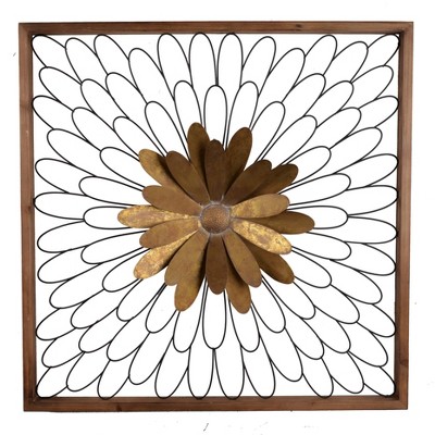 A&B Home Ashlyn Bloom Wall Decor Gold/Natural: Modern Botanical Metalwork Art, Includes Mounting Hardware