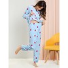Allegra K Women's Winter Flannel Long Sleeve Nightwear Top and Pants Pajama Sets - 3 of 4
