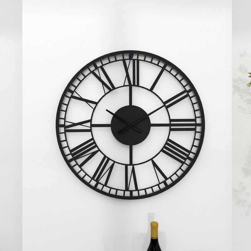 28&#34;x28&#34; Metal Open Frame Wall Clock Black - Olivia &#38; May, 4 of 19