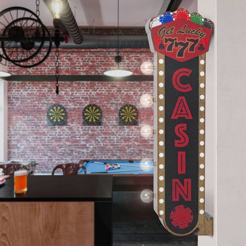 LED Get Lucky Casino Vintage Marquee Off the Wall Sign - American Art Decor, 3 of 7