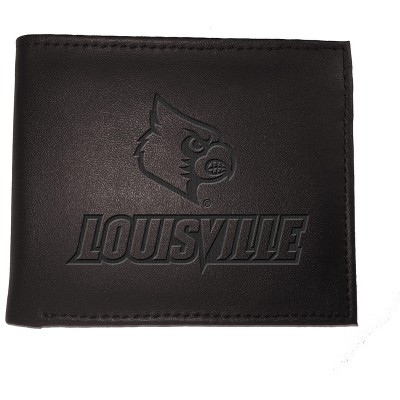 Evergreen NCAA Louisville Cardinals Black Leather Bifold Wallet Officially Licensed with Gift Box